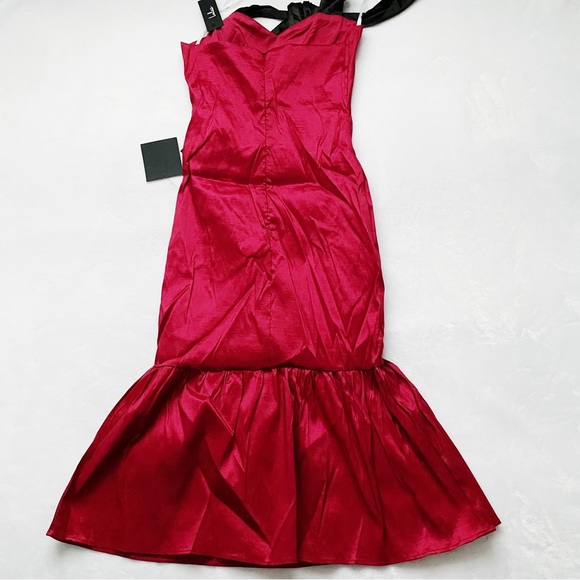 NWT Red Halter Trumpet Midi Dress - Picture 5 of 10